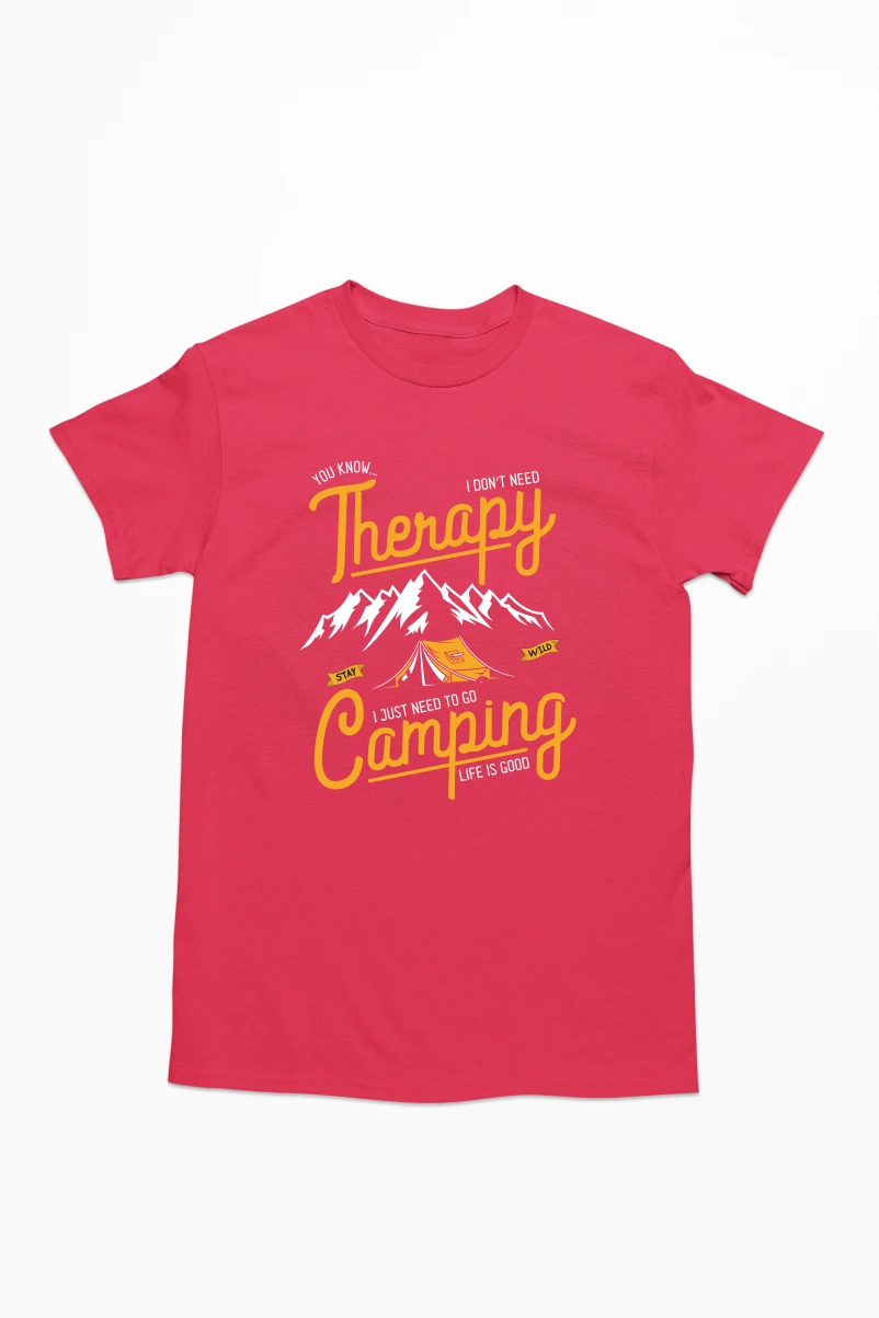 I Dont Need Therapy I Just Need to Go Camping Men's Tshirt (Red, S)