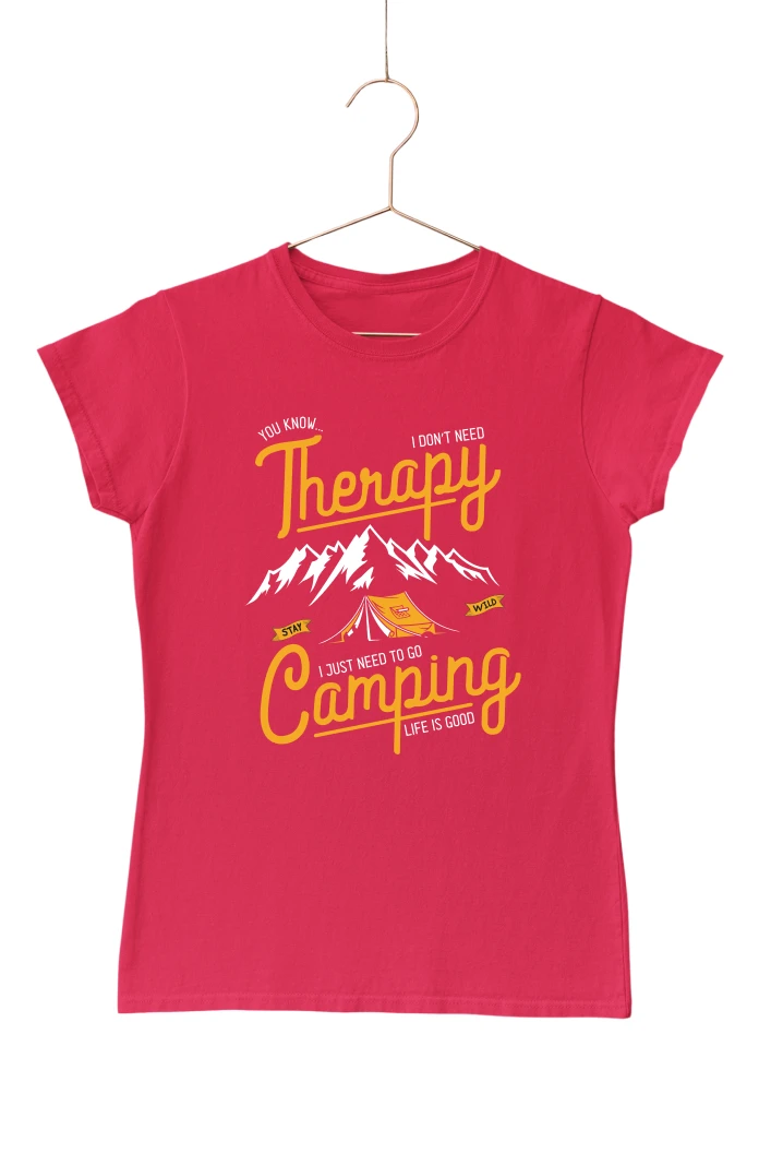 I Dont Need Therapy I Just Need to Go Camping Women's Tshirt (Red, S)