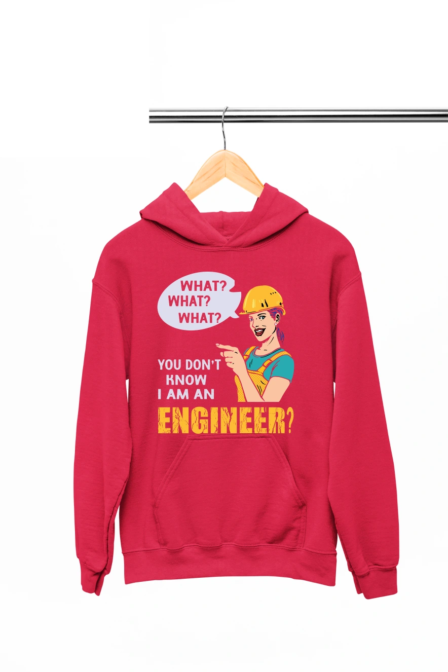 You Don't Know I Am an Engineer Hoodie (Red, S)