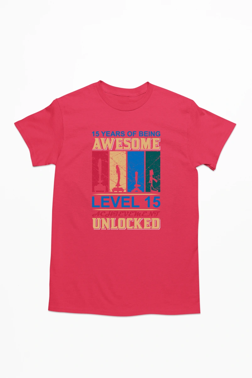 15 Years of Being Awesome Men's Tshirt (Red, S)