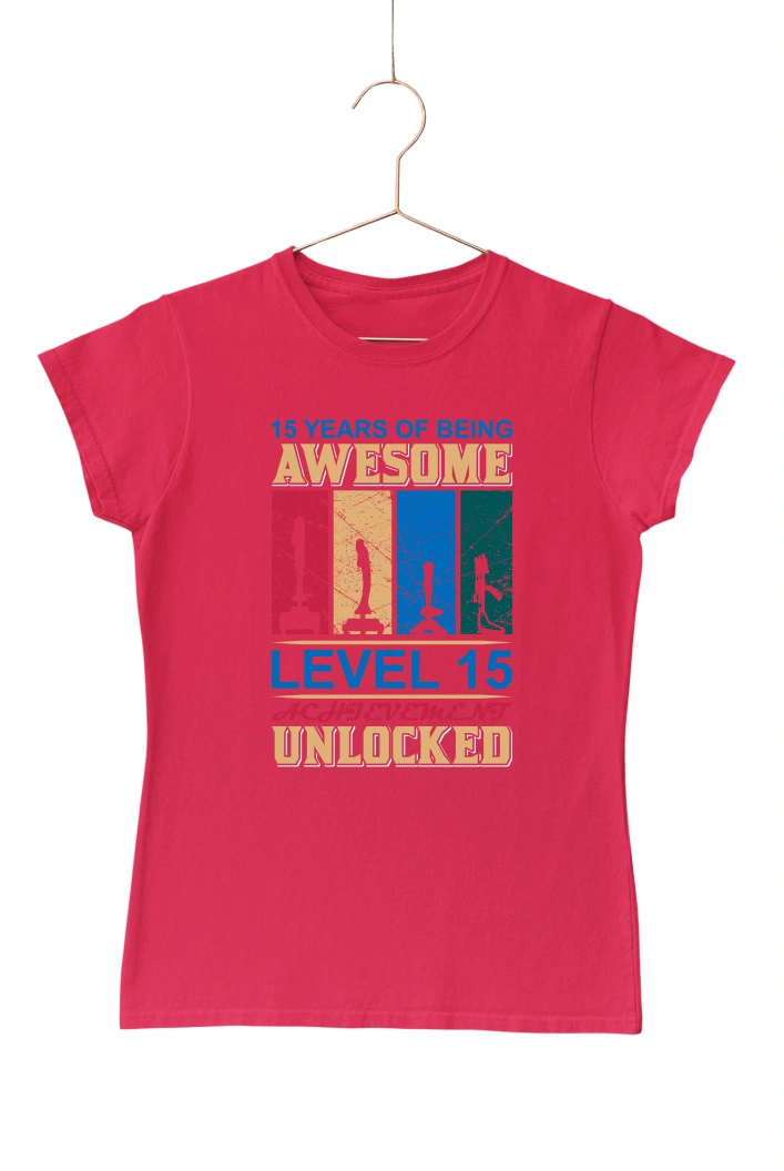 15 Years of Being Awesome Women's Tshirt (Red, S)