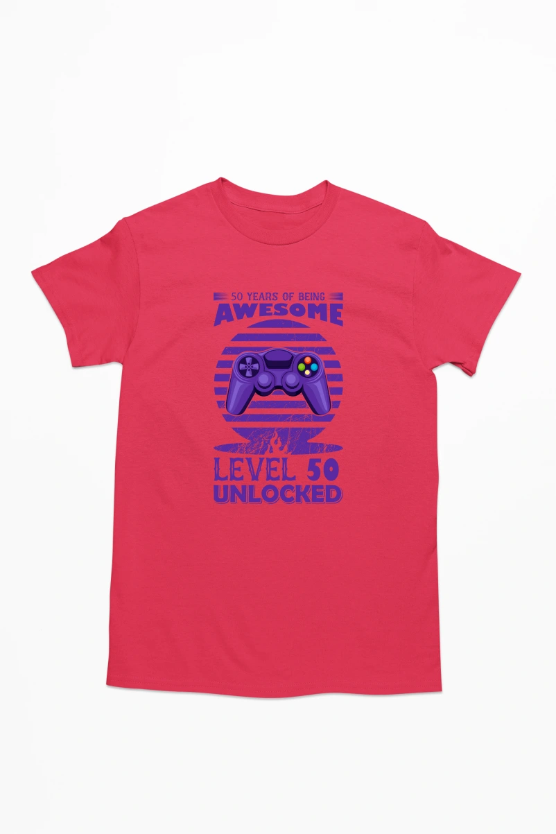 50 Years of Being Awesome Men's Tshirt (Red, S)