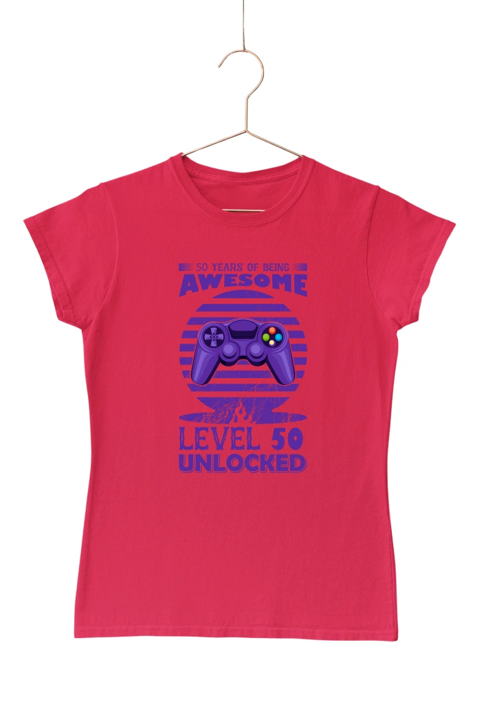 50 Years of Being Awesome Women's Tshirt (Red, S)