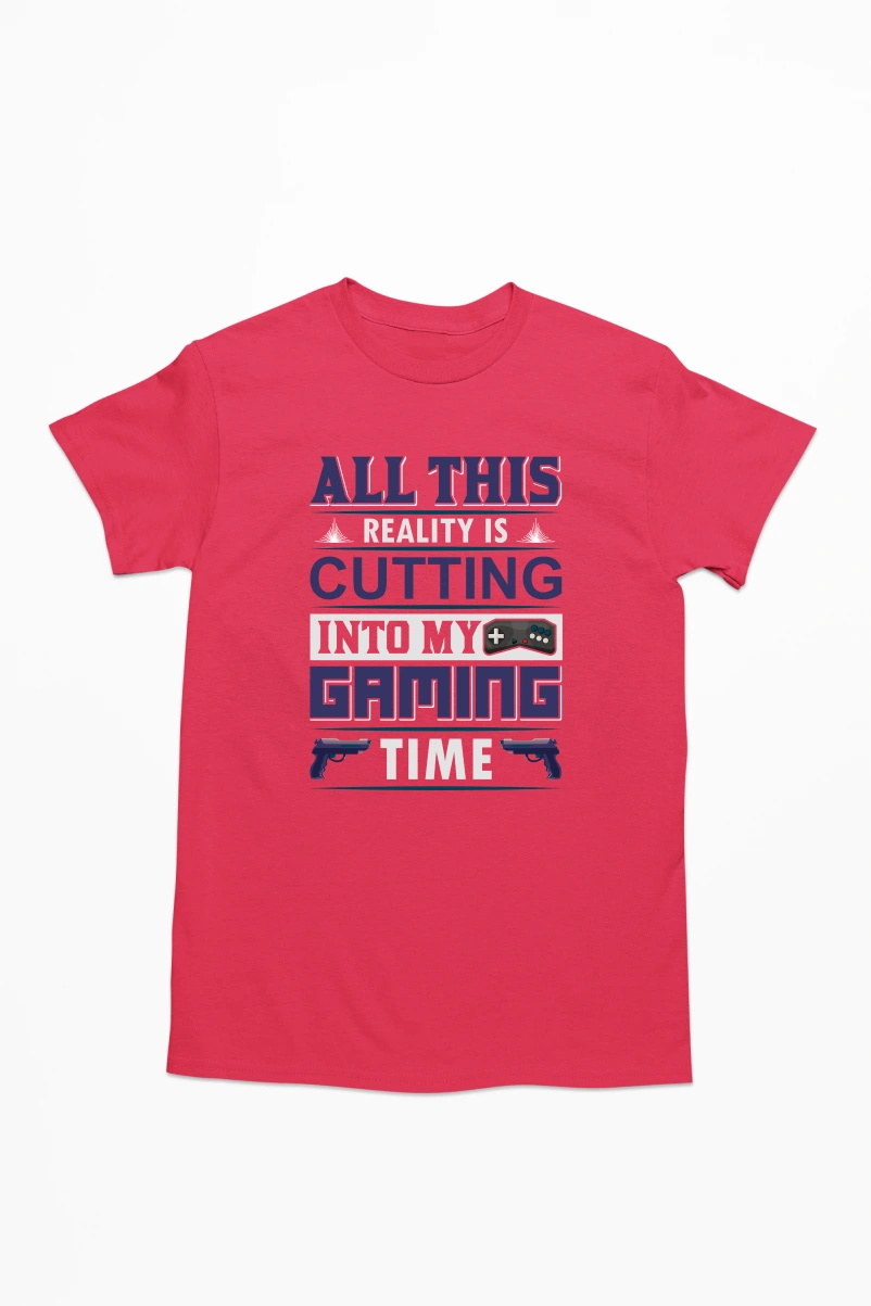 All This Reality is Cutting Into My Gaming Time Men's Tshirt (Red, S)