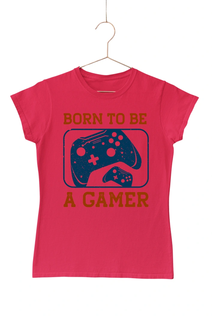 Born to be a Gamer Women's Tshirt (Red, S)