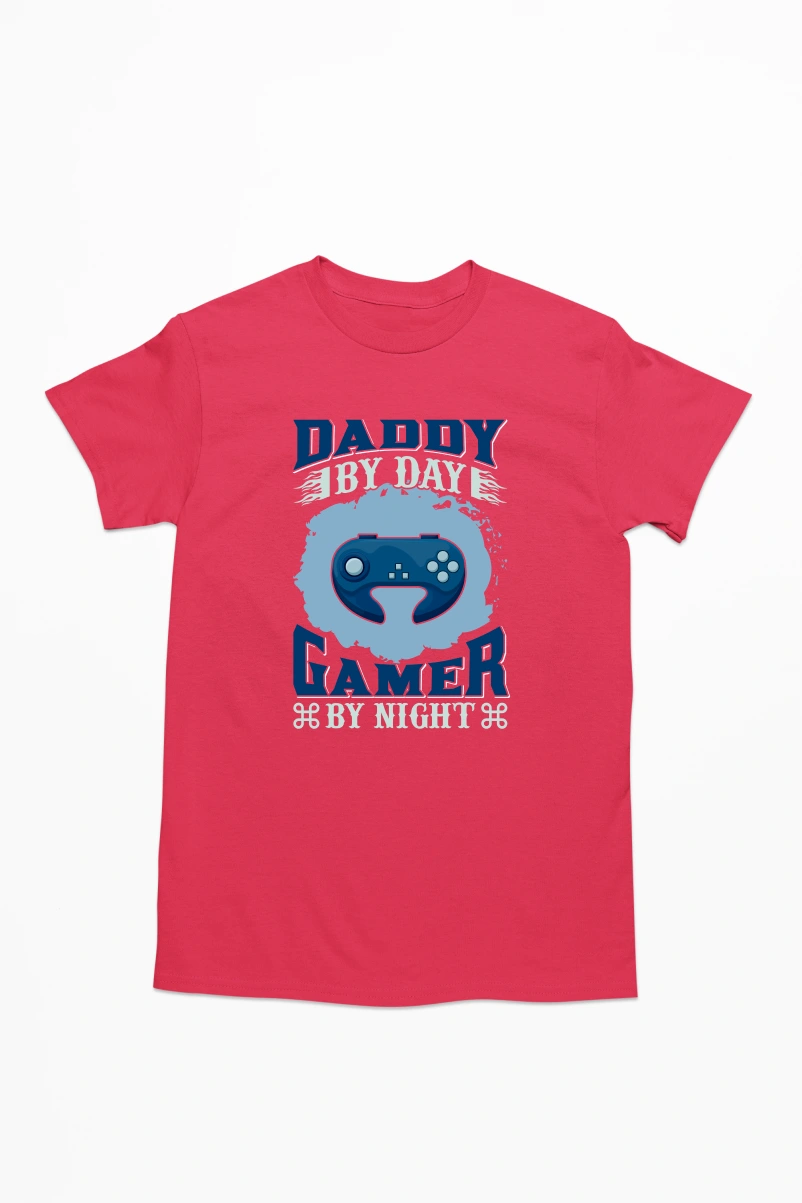 Daddy by Day Gamer by Night Men's Tshirt (Red, S)