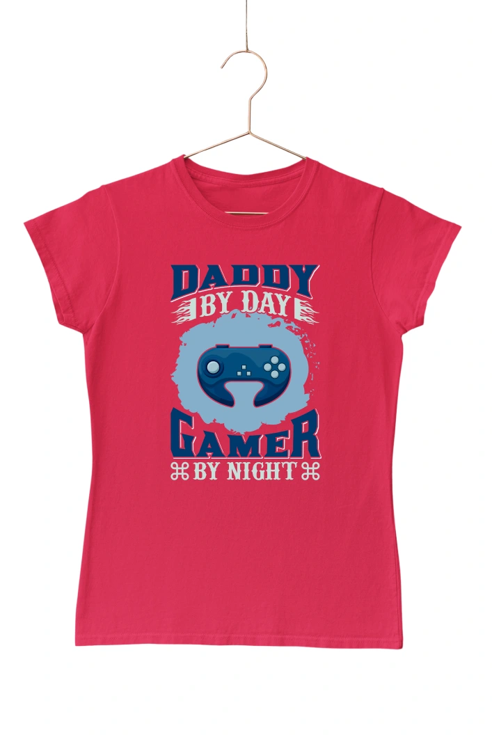 Daddy by Day Gamer by Night Women's Tshirt (Red, S)