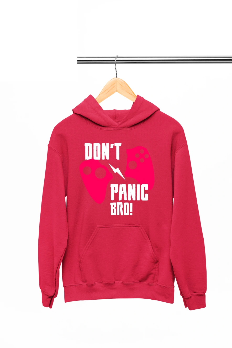 Don't Panic Bro Hoodie (Red, S)