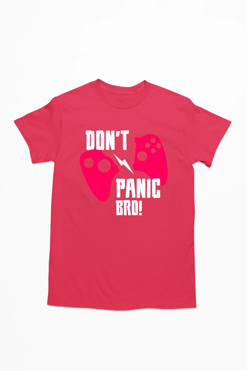 Don't Panic Bro Men's Tshirt (Red, S)