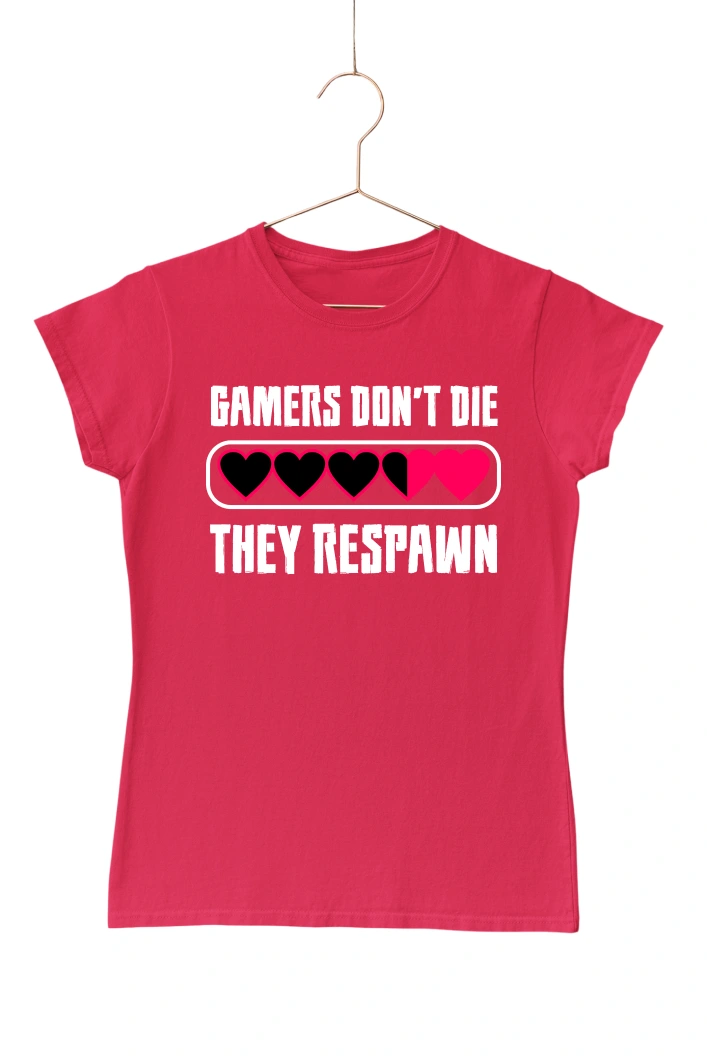 Gamers Don't Die Women's Tshirt (Red, S)