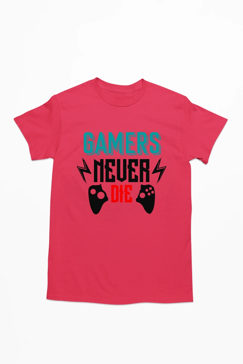 Gamers Never Die Men's Tshirt (Red, S)