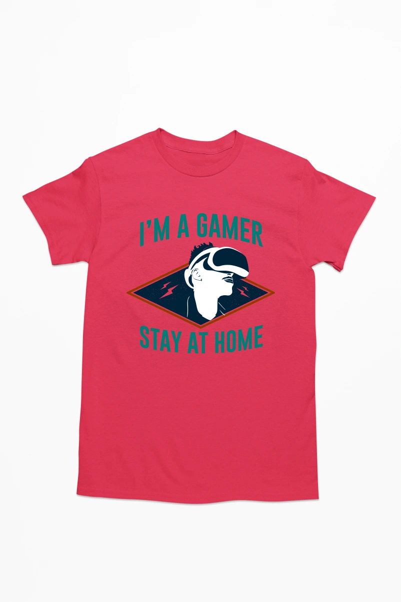 I'm a Gamer Stay at Home Men's Tshirt (Red, S)