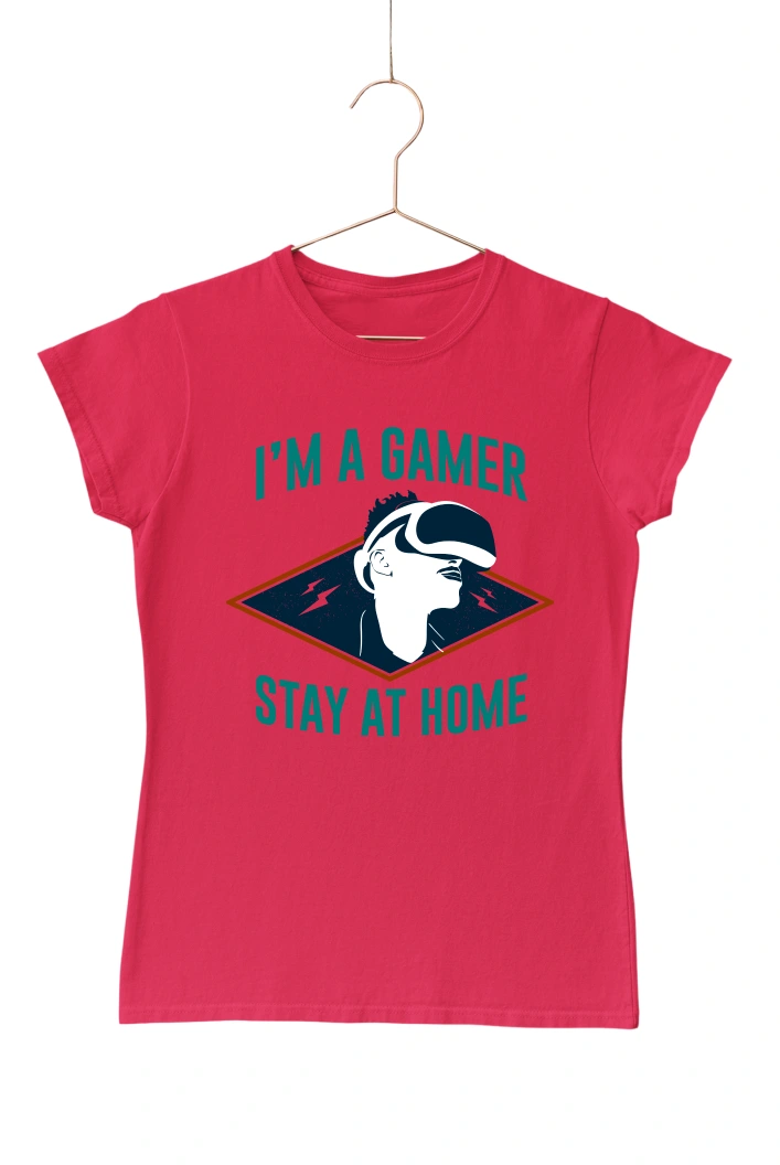 I'm a Gamer Stay at Home Women's Tshirt (Red, S)