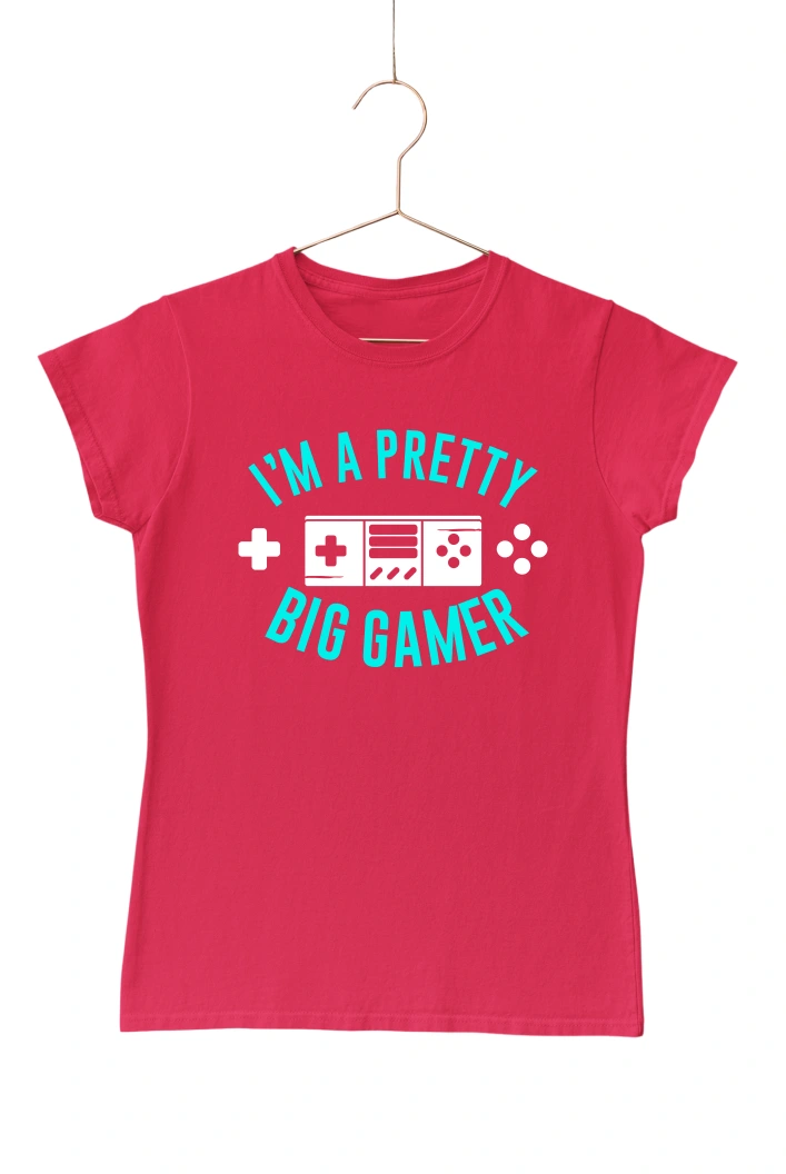 I'm a Pretty Big Gamer Women's Tshirt (Red, S)