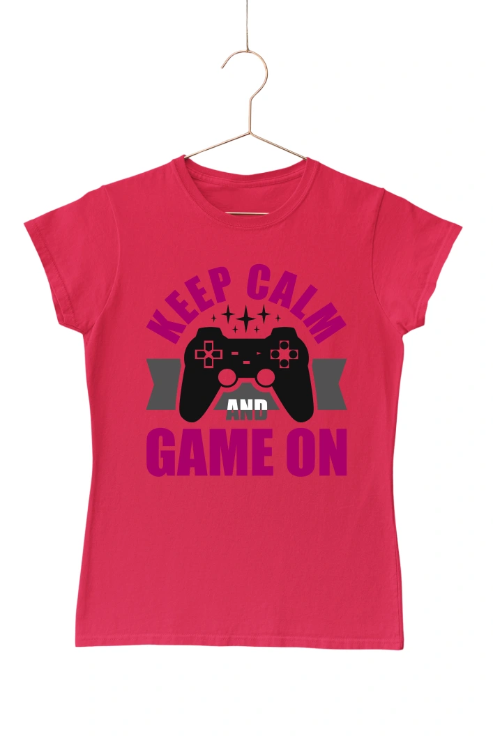 Keep Calm and Game On Women's Tshirt (Red, S)