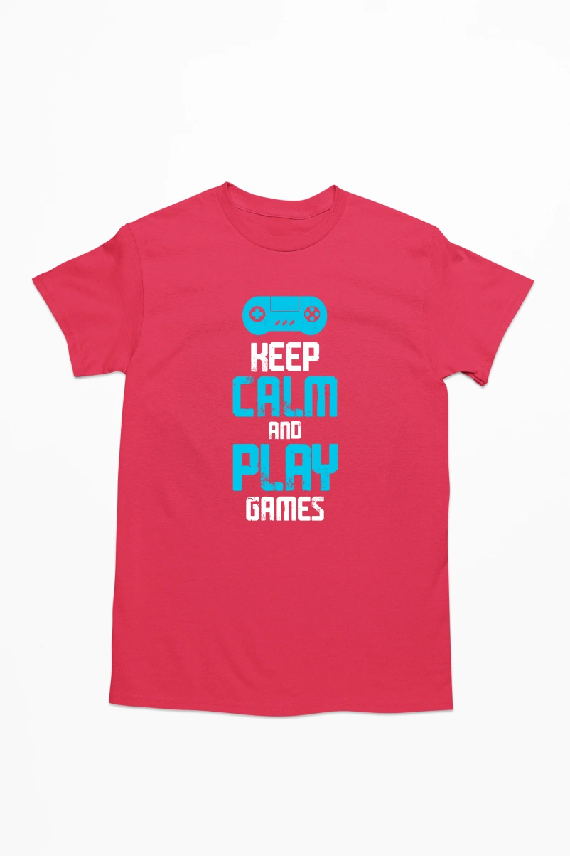 Keep Calm And Play Games Ver.2 Men's Tshirt (Red, S)
