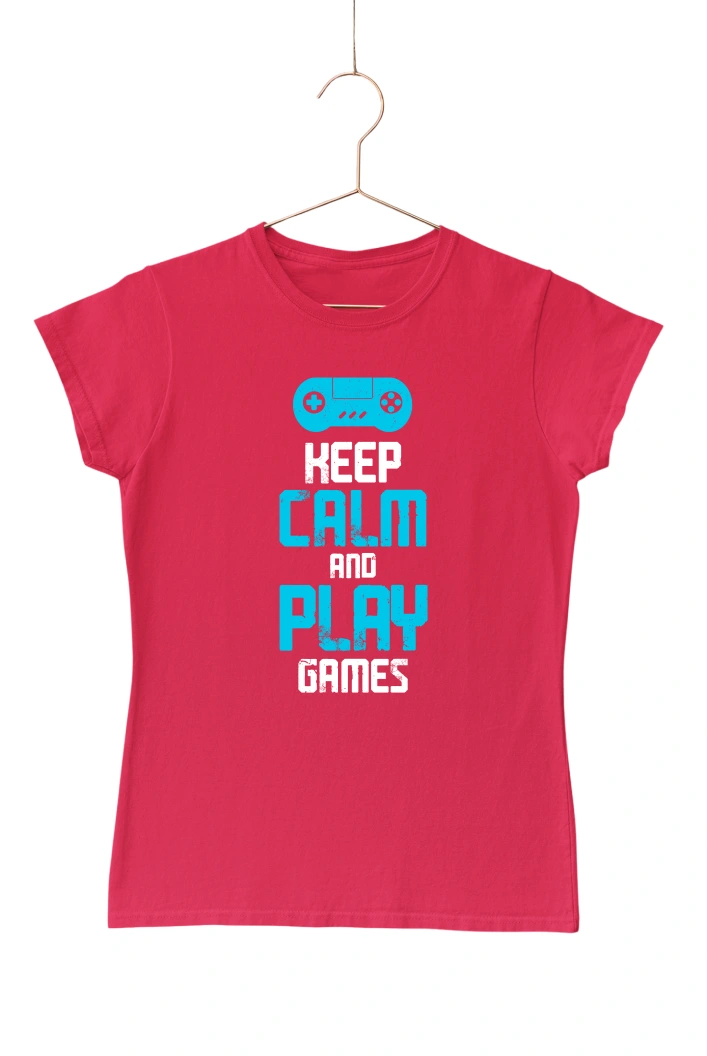 Keep Calm And Play Games Ver.2 Women's Tshirt (Red, S)