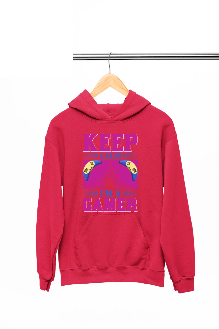Keep Calm I'm a Gamer Hoodie (Red, S)