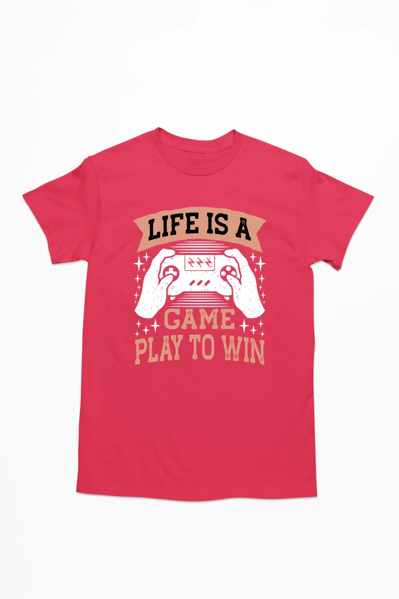 Life is a Game Play to Win Men's Tshirt (Red, S)