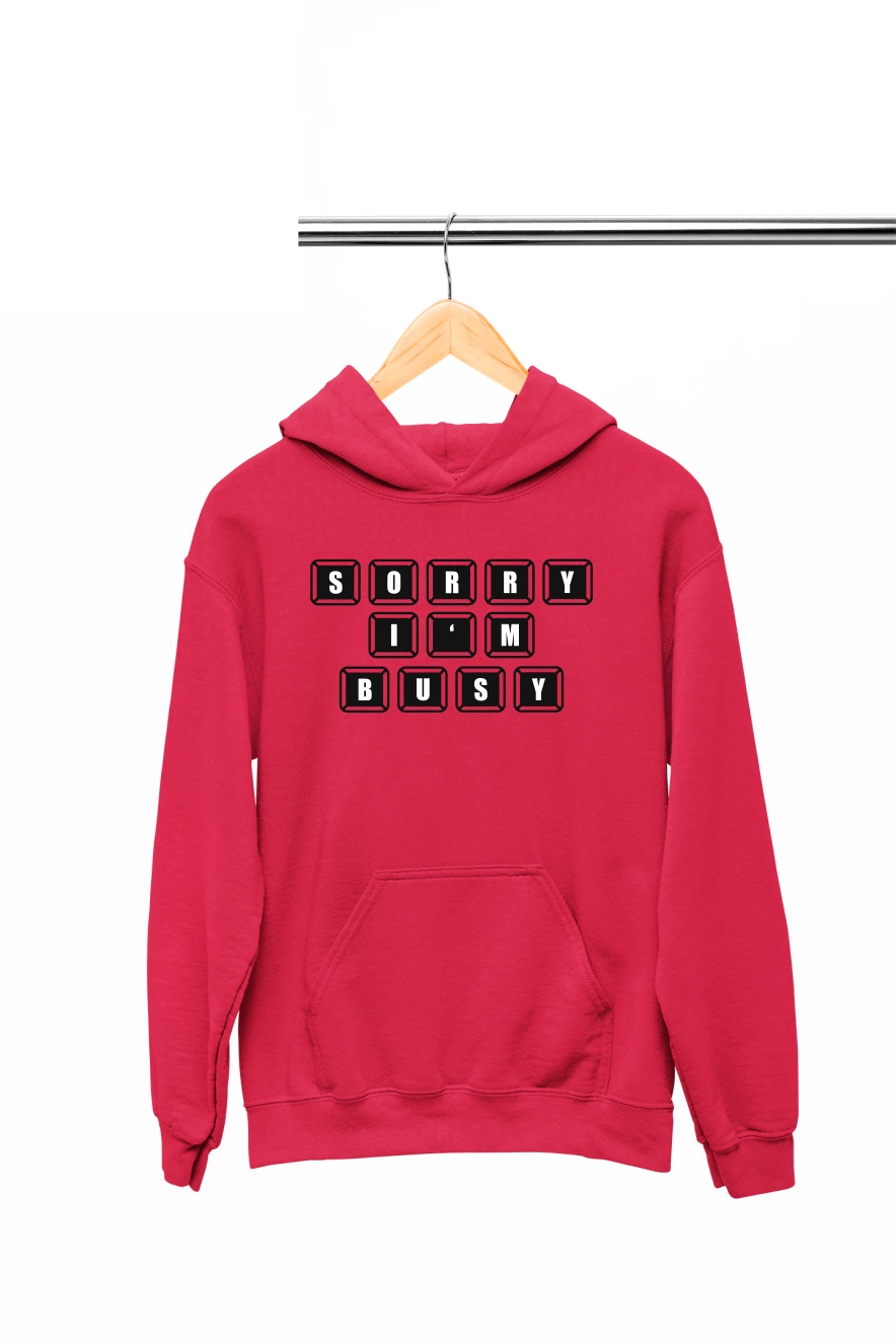 Sorry I'm Busy Hoodie (Red, S)