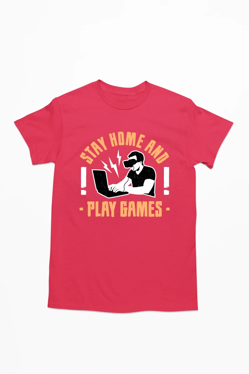 Stay Home And Play Games Men's Tshirt (Red, S)