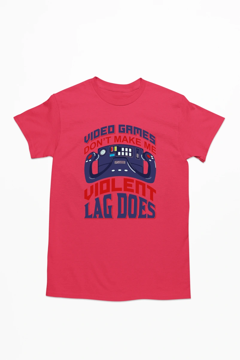 Video Games Don't Make Me Violent Lag Does Men's Tshirt (Red, S)