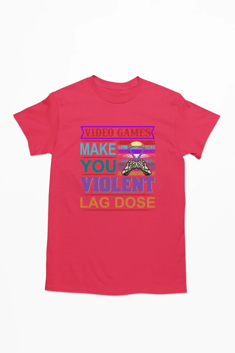 Video Games Make You Violent Lag Dose Men's Tshirt (Red, S)