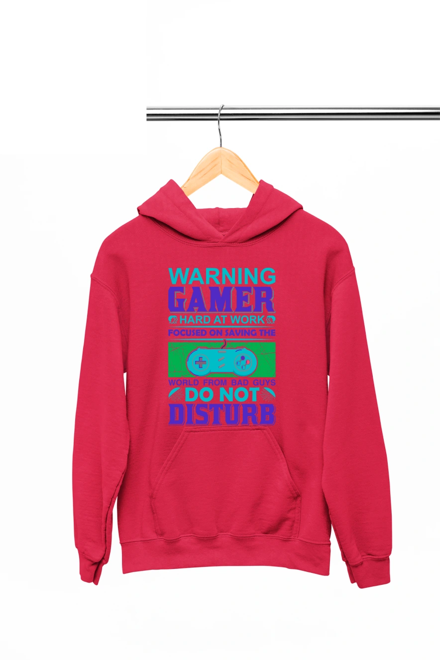 Warning Gamer Hoodie (Red, S)