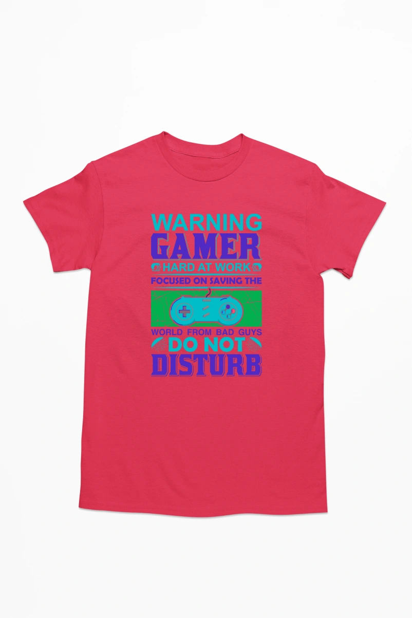 Warning Gamer Men's Tshirt (Red, S)