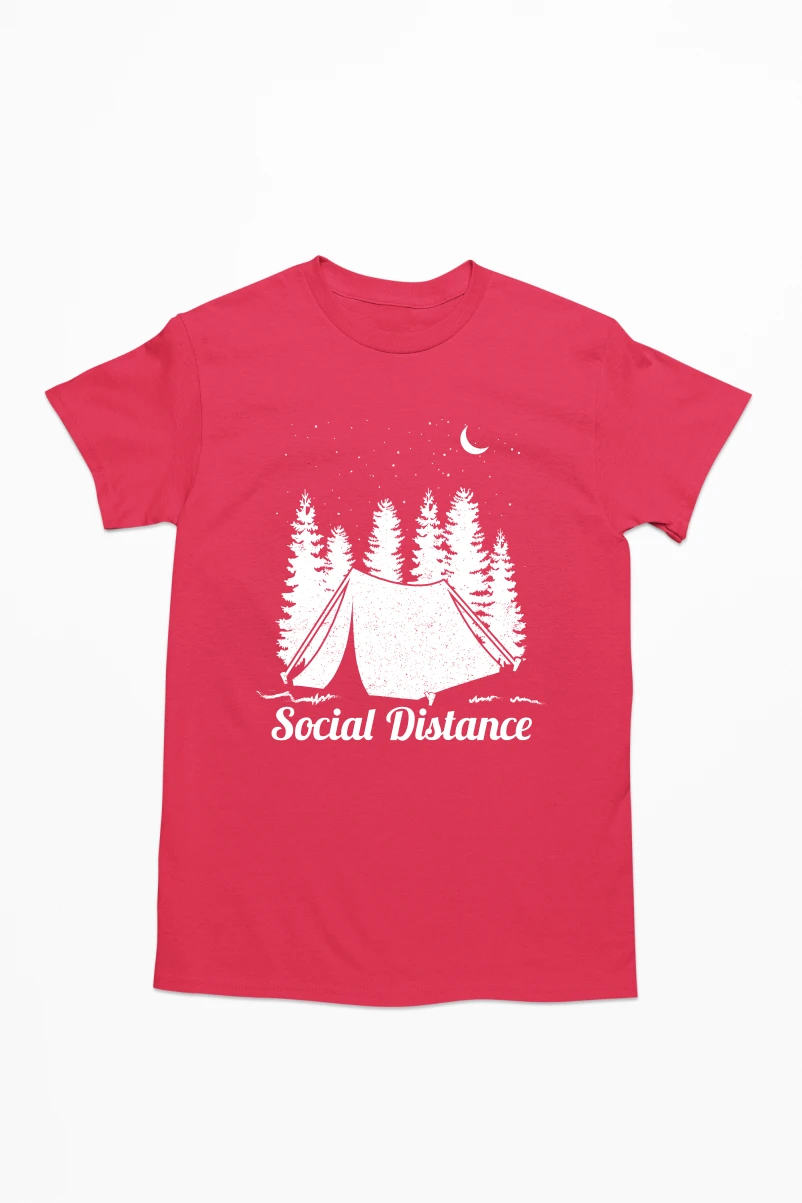 Social Distance Men's Tshirt (Red, S)