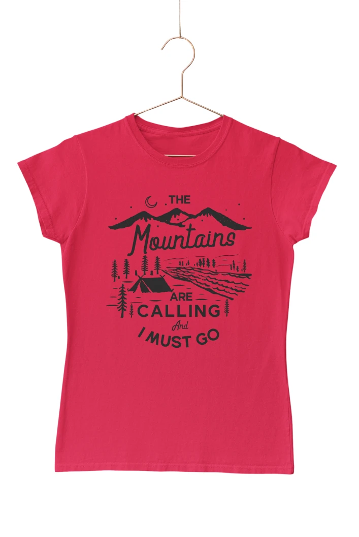 The Mountains are Calling and I Must Go Women's Tshirt (Red, S)