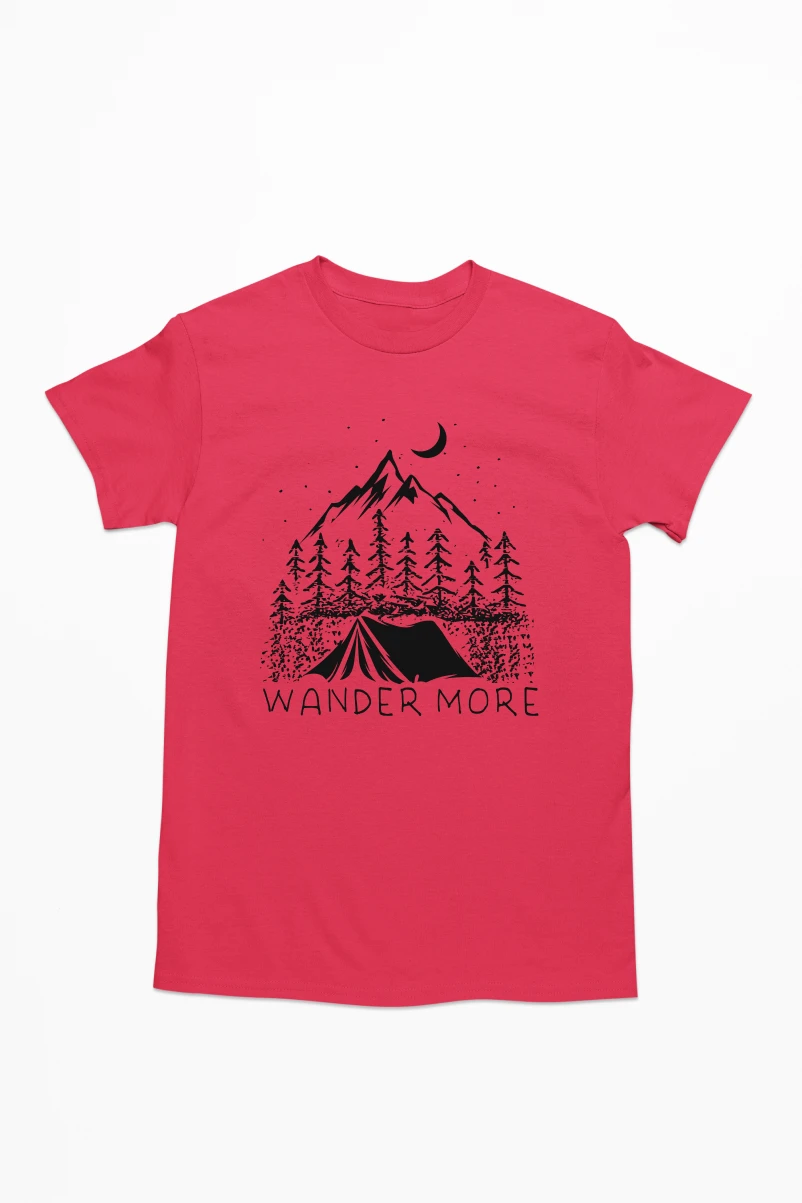 Wander More Men's Tshirt (Red, S)