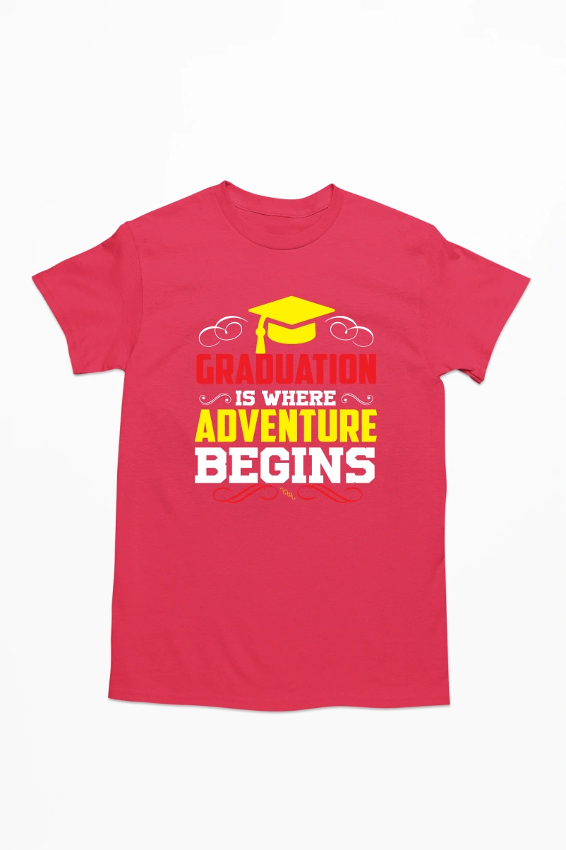 Graduation is Where Adventure Begins Men's Tshirt (Red, S)