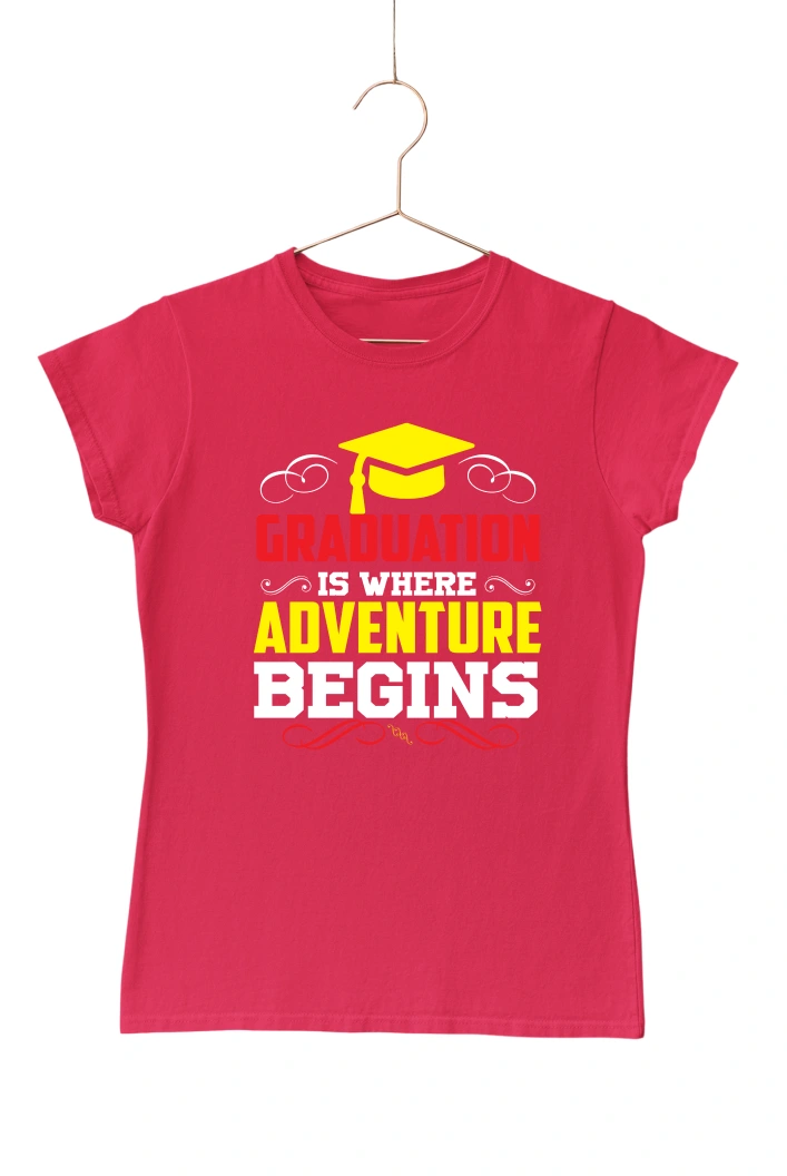 Graduation is Where Adventure Begins Women's Tshirt (Red, S)