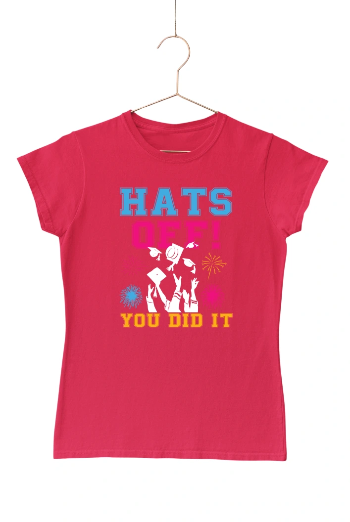 Hats Off You Did It Women's Tshirt (Red, S)