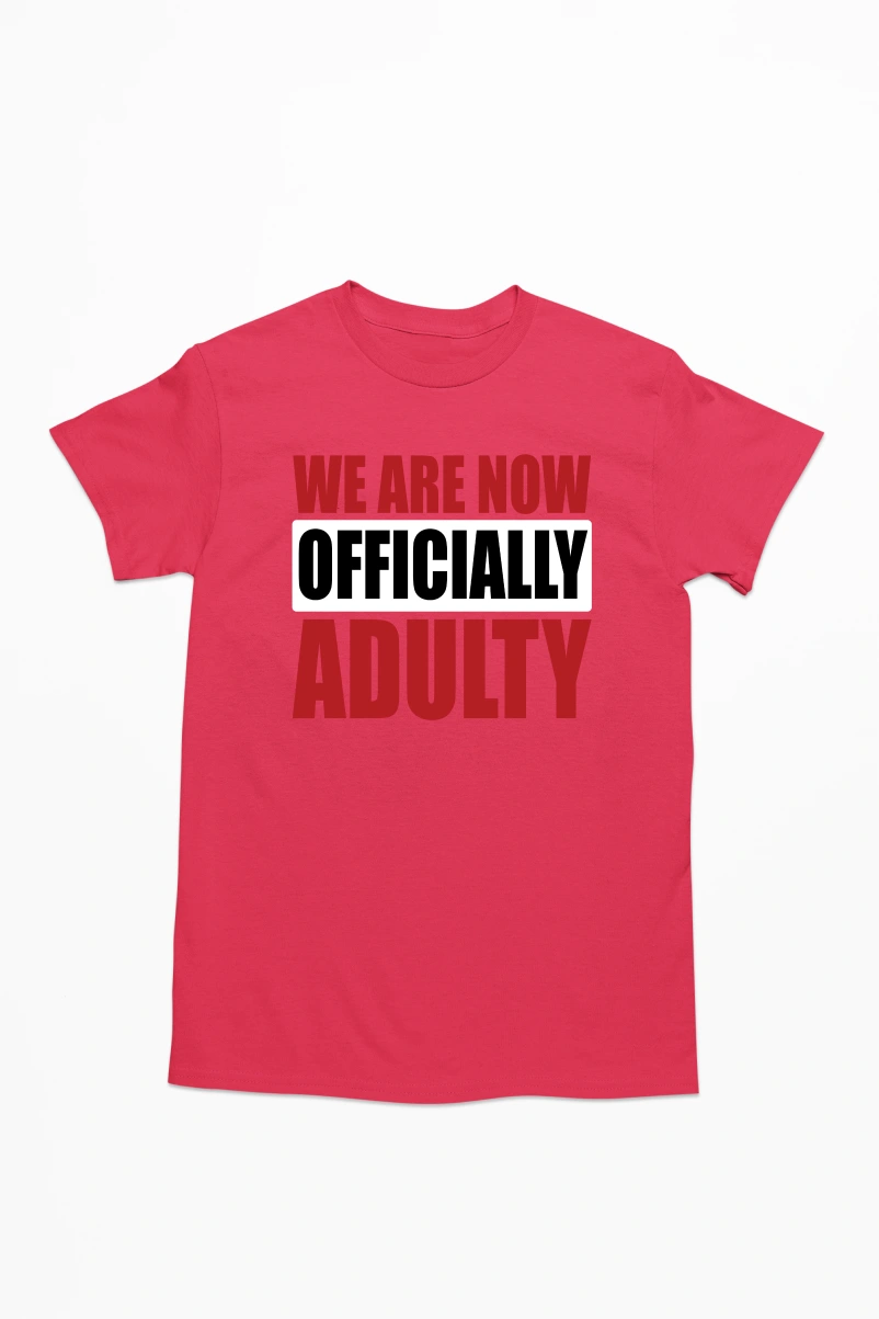 We are Now Officially Adulty Men's Tshirt (Red, S)