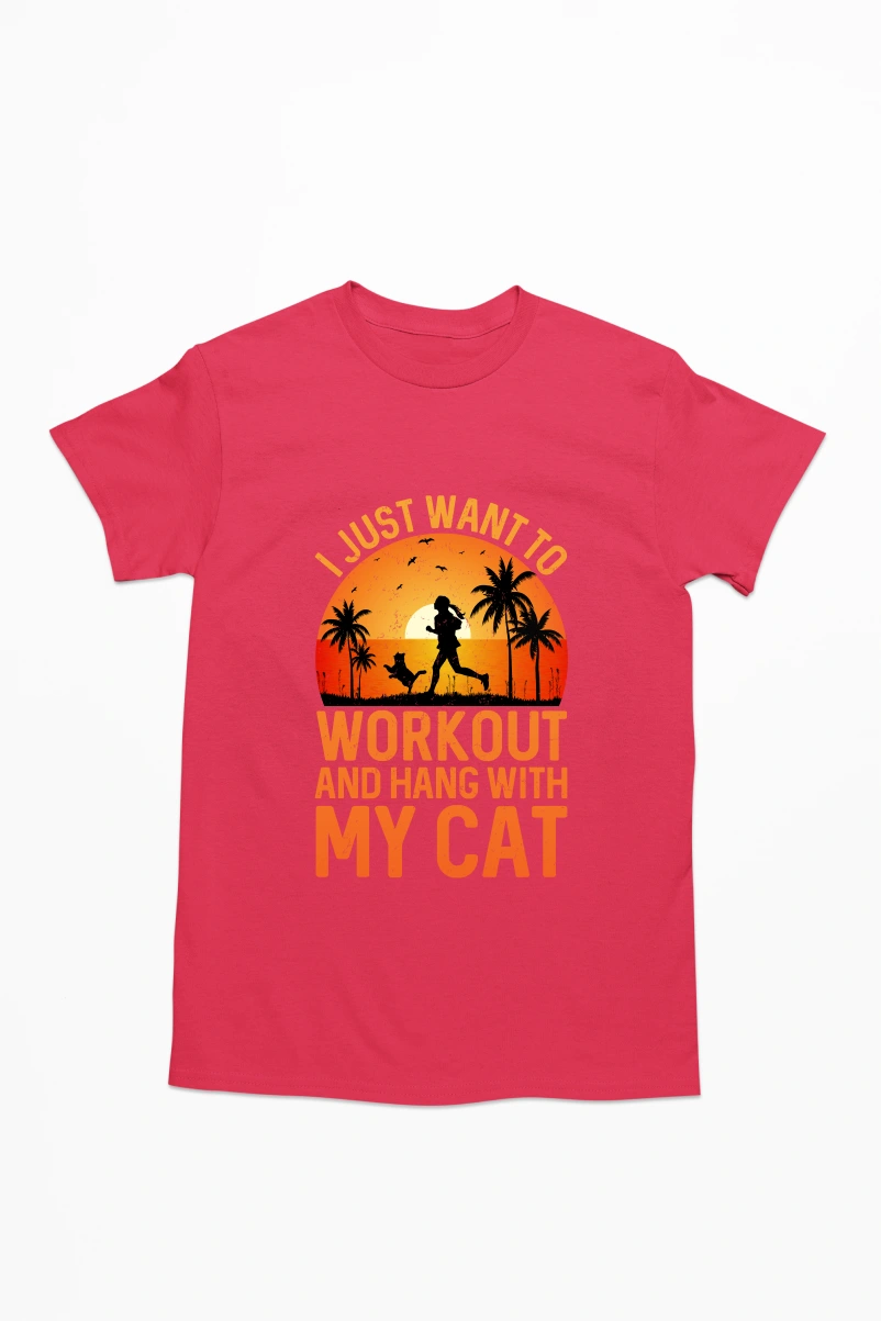 I Just Want to Workout and Hang with my Cat Men's Tshirt (Red, S)