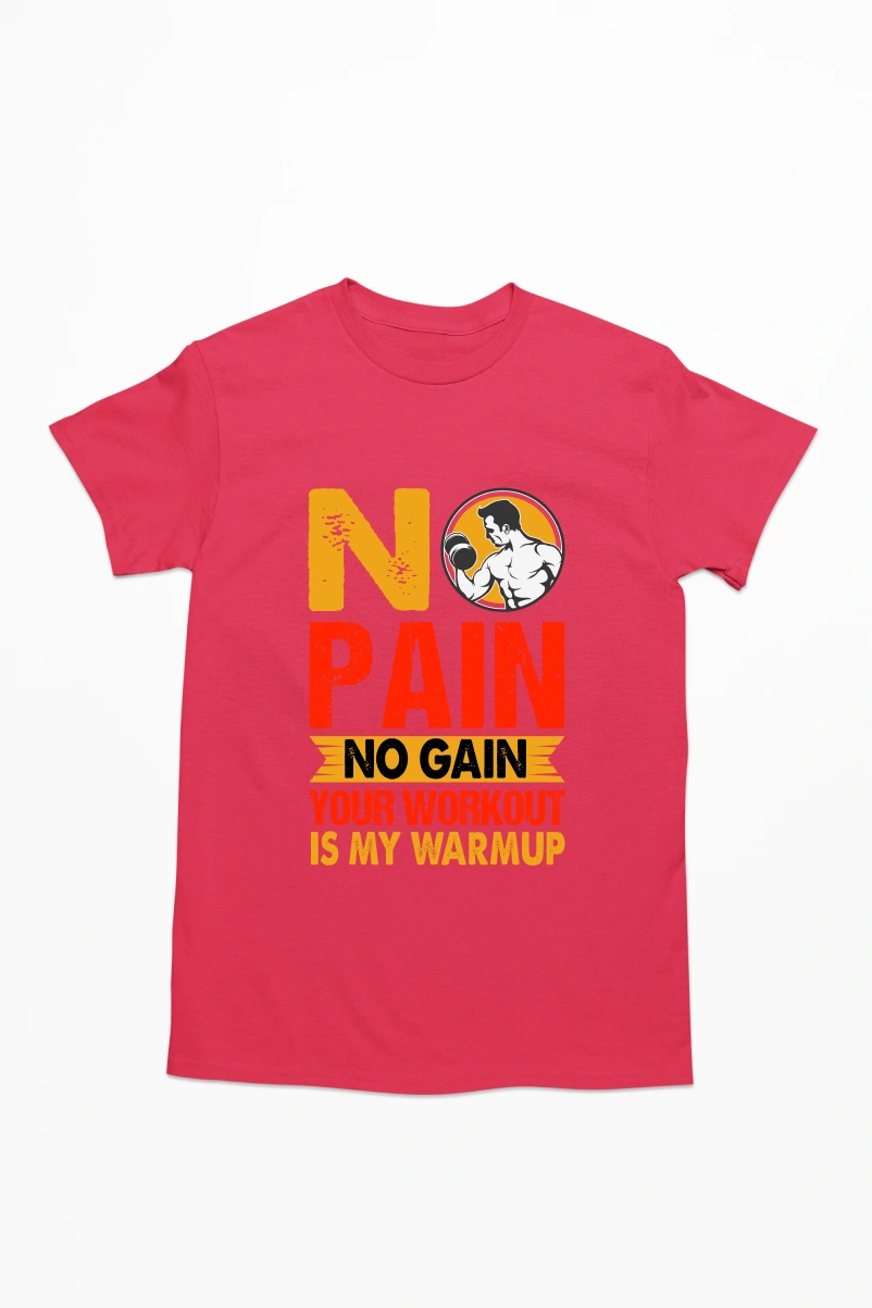 No Pain No Gain Your Workout is my Warmup Ver.2 Men's Tshirt (Red, S)