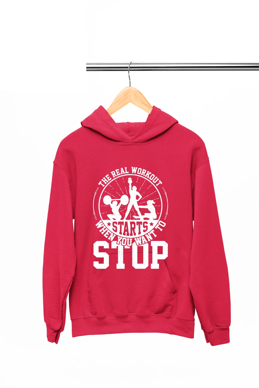 The Real Workout Starts When You Want to Stop Ver.2 Hoodie (Red, S)
