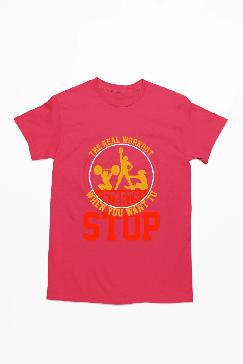 The Real Workout Starts When You Want to Stop Ver.3 Men's Tshirt (Red, S)