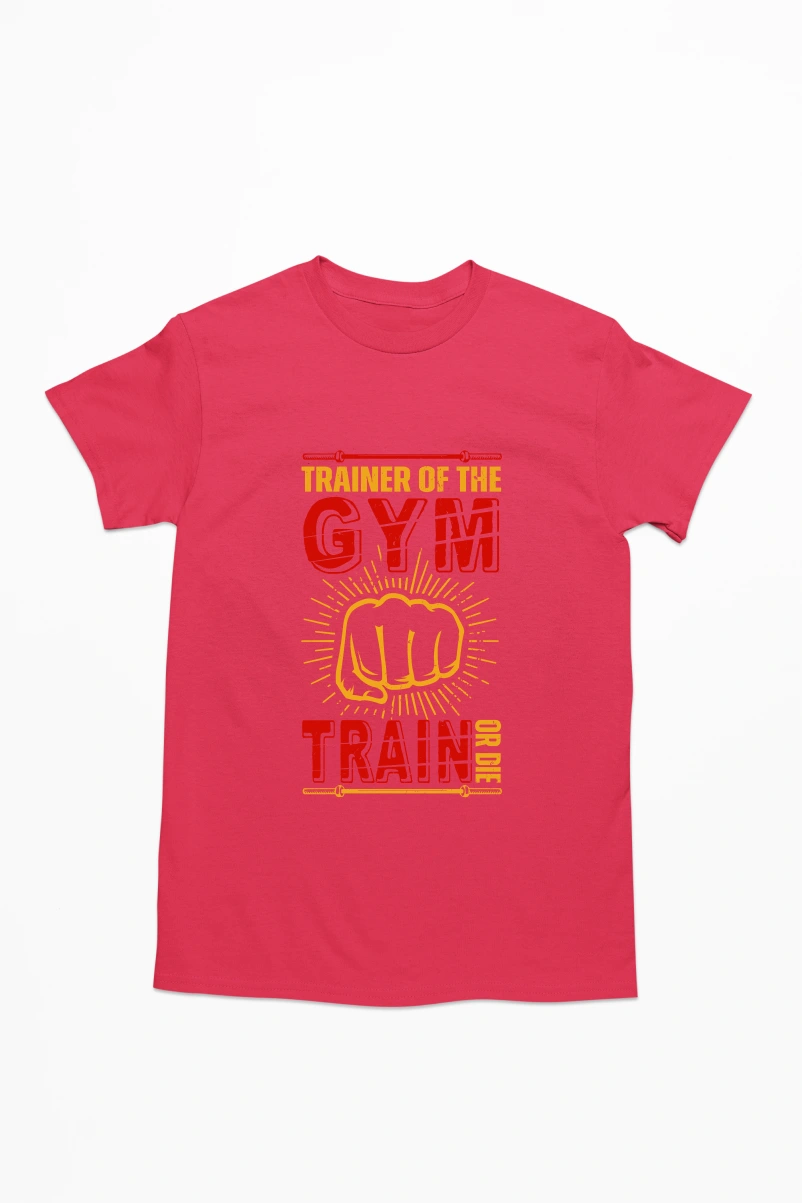 Trainer of the Gym Train or Die Ver.2 Men's Tshirt (Red, S)