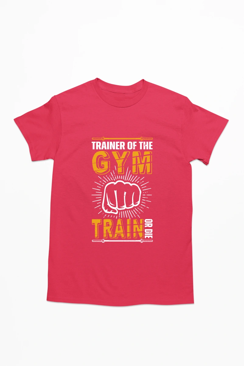 Trainer of the Gym Train or Die Men's Tshirt (Red, S)