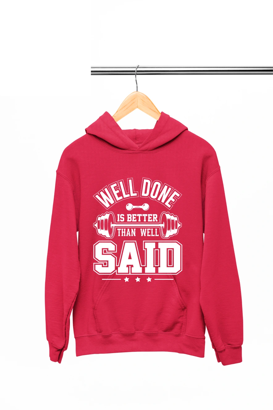 Well Done is Better that Well Said Ver.2 Hoodie (Red, S)