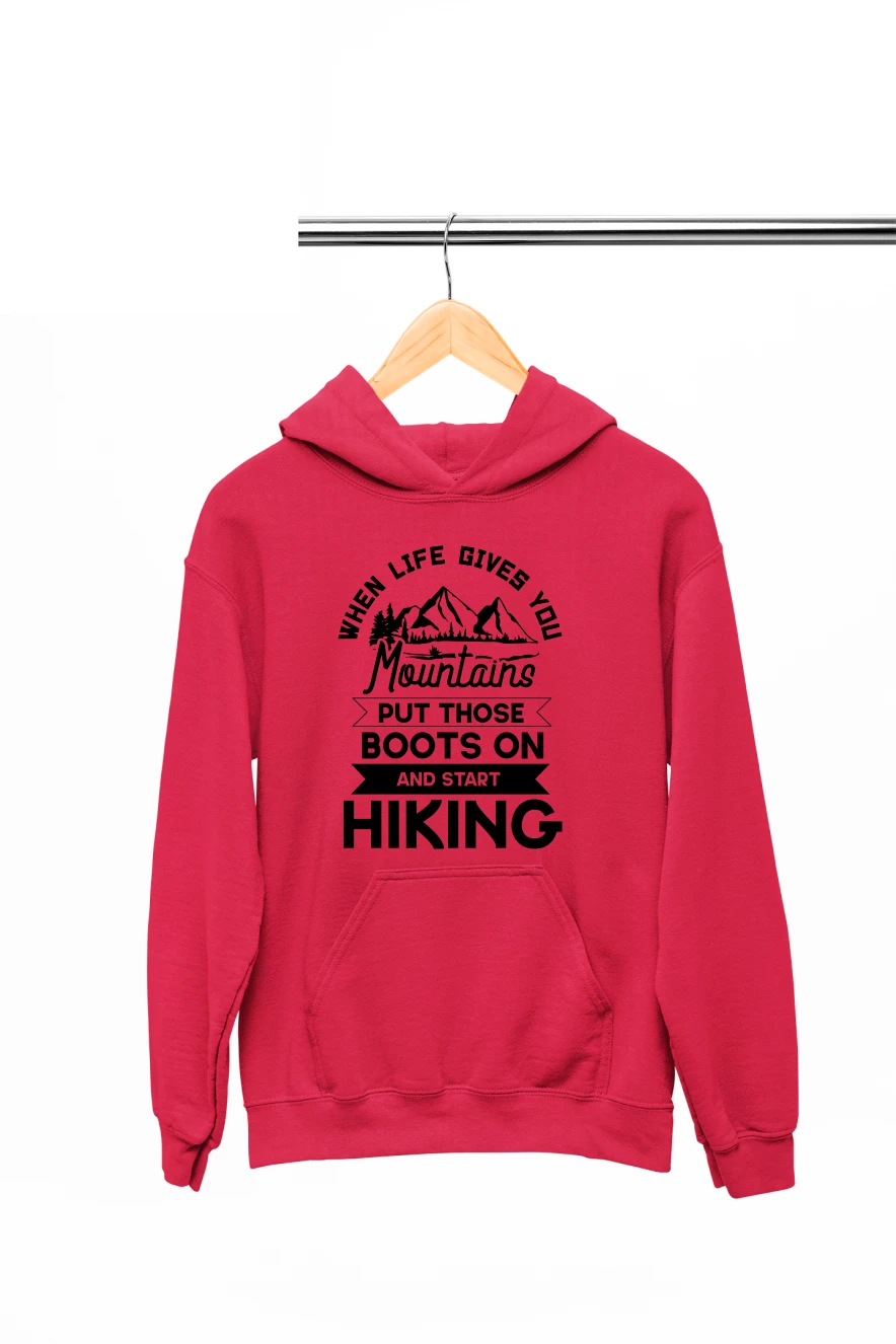 When Life Gives You Mountains Hoodie (Red, S)