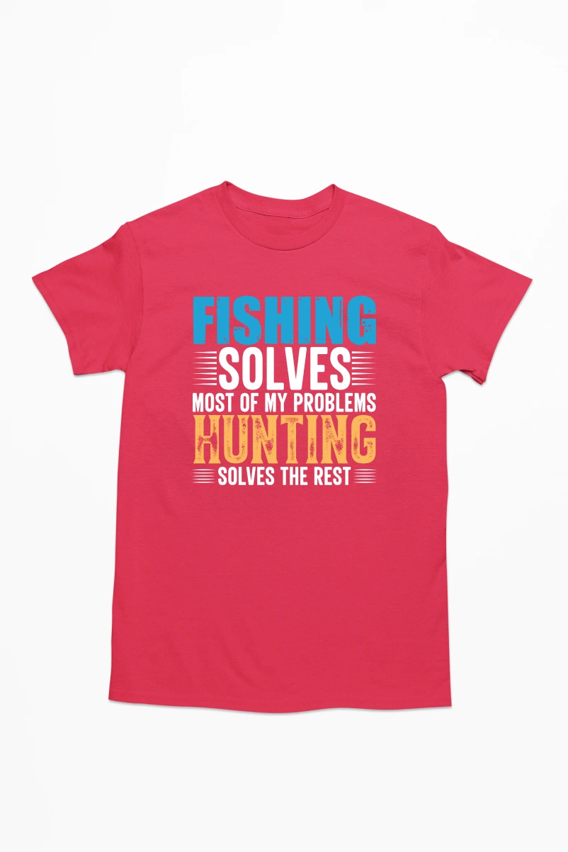 Fishing Solves Most of My Problems Men's Tshirt (Red, S)