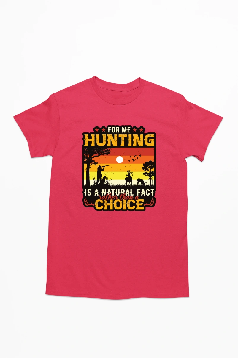 For Me Hunting is a Natural Fact Men's Tshirt (Red, S)