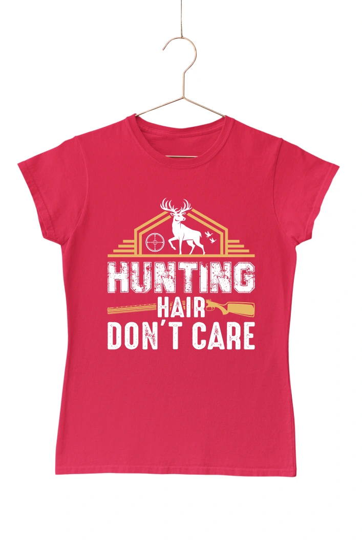 Hunting Hair Don't Care Women's Tshirt (Red, S)