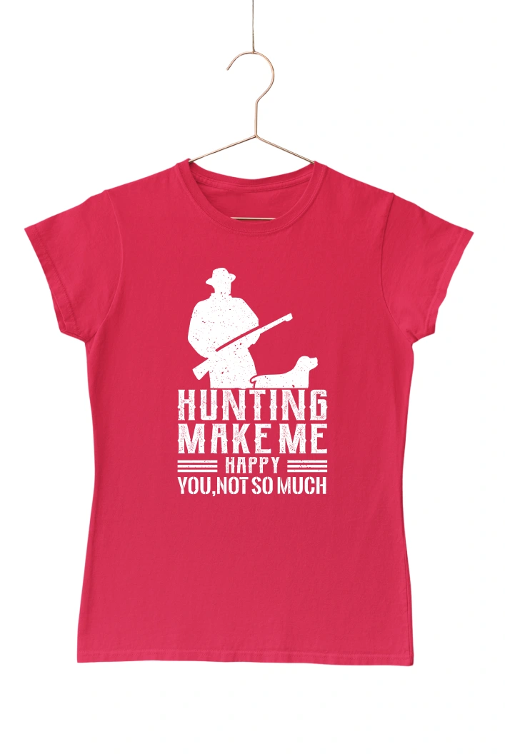 Hunting Make Me Happy Women's Tshirt (Red, S)