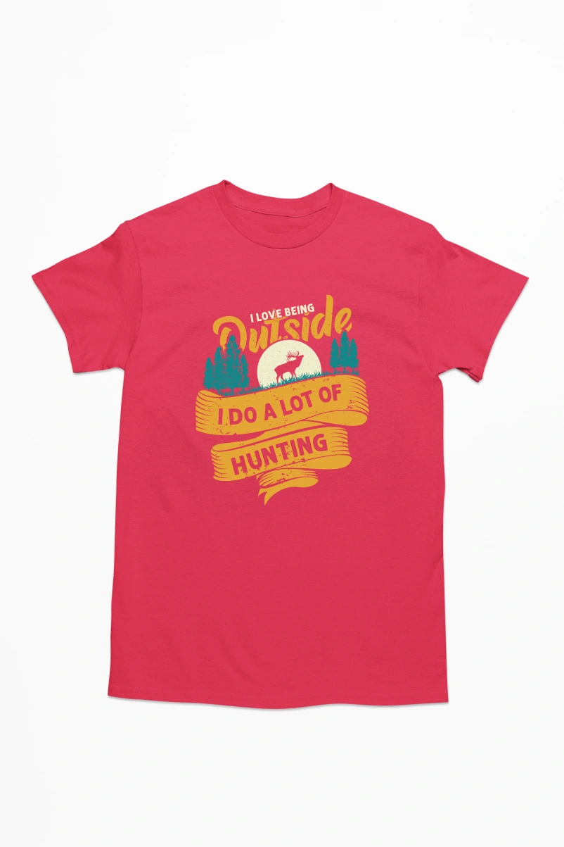 I Love Being Outside I Do a Lot of Hunting Men's Tshirt (Red, S)