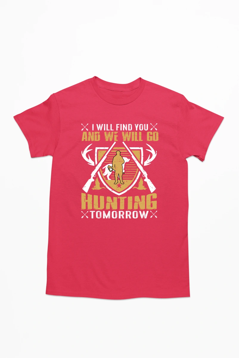 I Will Find You And We Will Go Hunting Tomorrow Men's Tshirt (Red, S)